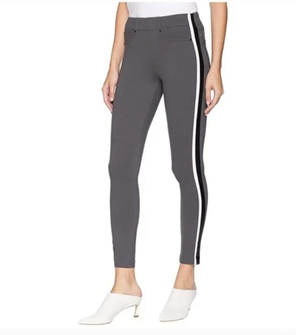 LIVERPOOL Chloe Grey Skinny Pull On Pants with Side Stripe // 10